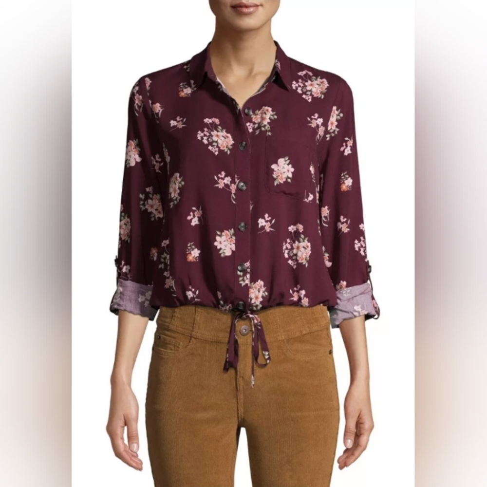 Brand-New Maroon Button Down Blouse